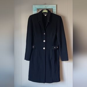 Women's Vintage ST. JOHN  by Marie Gray Black Coat With Gold Buttons. Size 4⚘